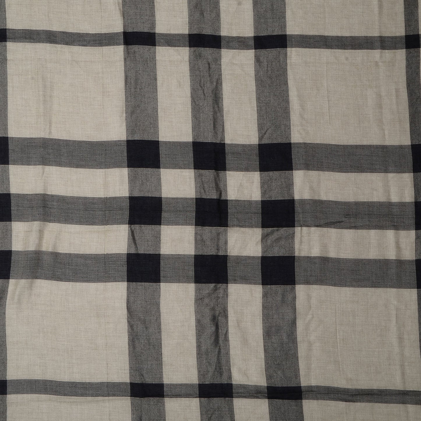 Modal Wool Chambray Overdyed Check Square Scarf Pale Stone
