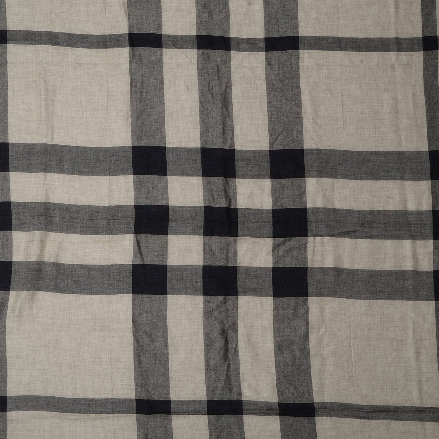 Burberry Modal Wool Chambray Overdyed Check Square Scarf Pale Stone 3 of 7