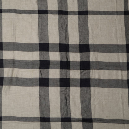 Burberry Modal Wool Chambray Overdyed Check Square Scarf Pale Stone 3 of 7