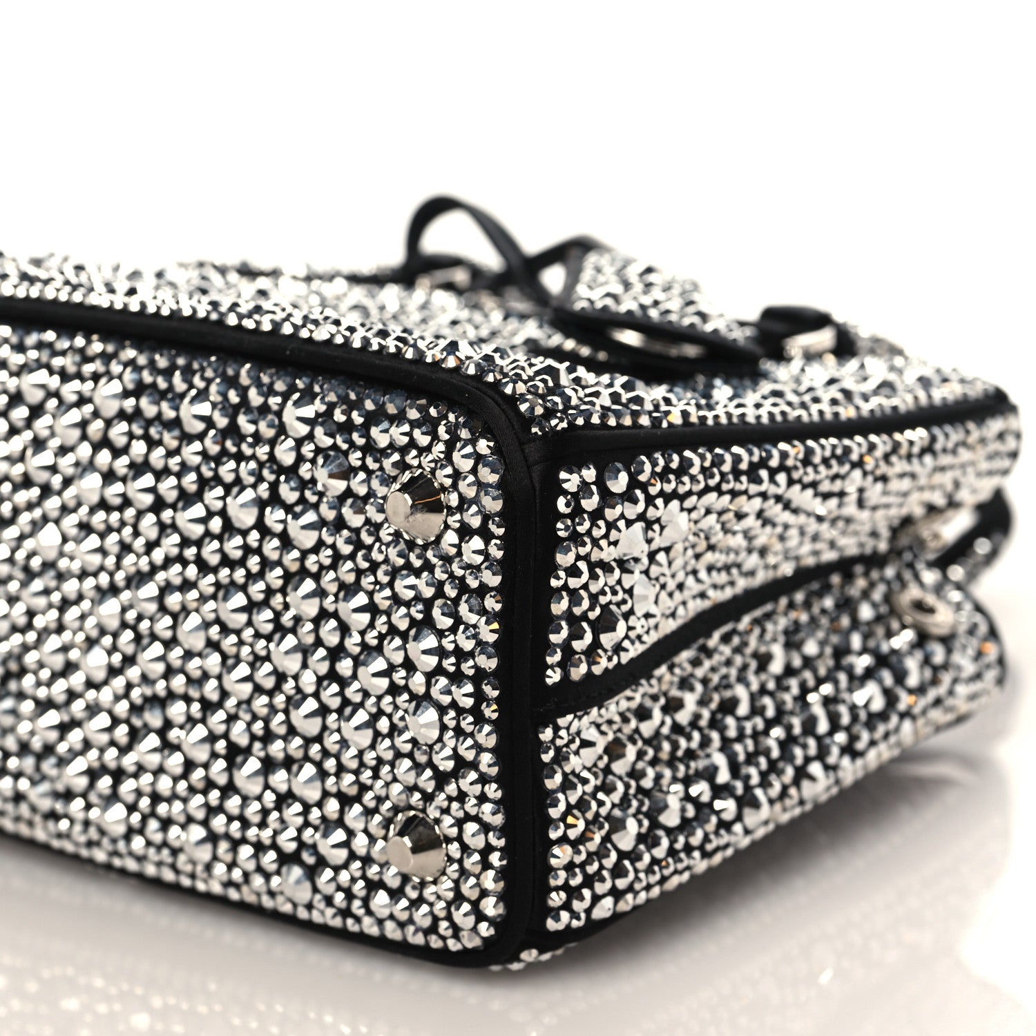 Prada Satin Crystal Mini Galleria Double Zip Tote Metal 9 of 9