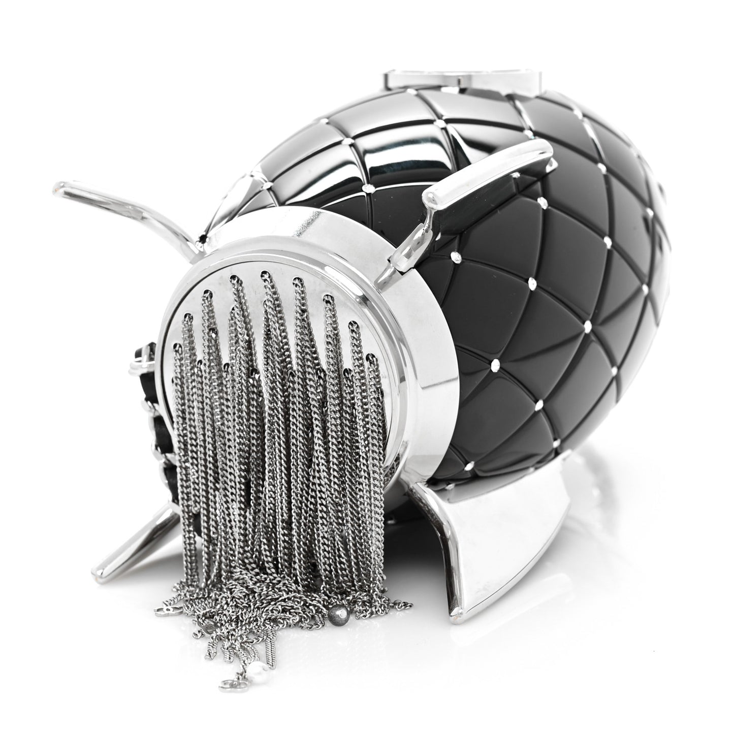 Plexiglass Crystal Rocket Ship Minaudière Clutch Black