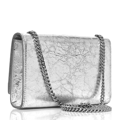 Saint Laurent Metallic Crinkled Calfskin Small Classic Monogram Kate Satchel Silver 3 of 11