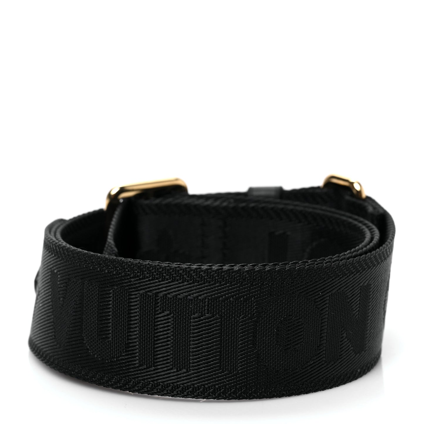 Nylon Calfskin Bubblegram Wallet Strap Black
