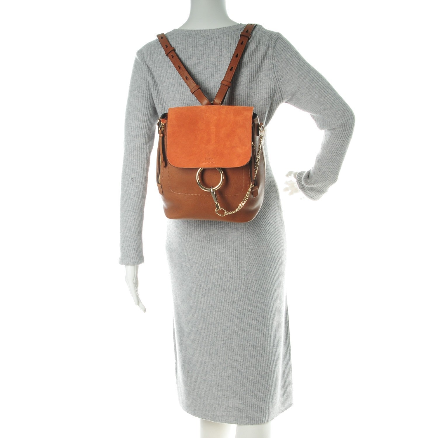 Chloe Suede Calfskin Medium Faye Backpack Tan 4 of 9
