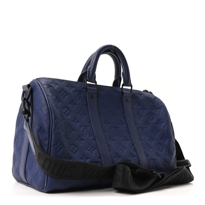 Louis Vuitton Monogram Taurillon Keepall Bandouliere 35 Blue 3 of 9