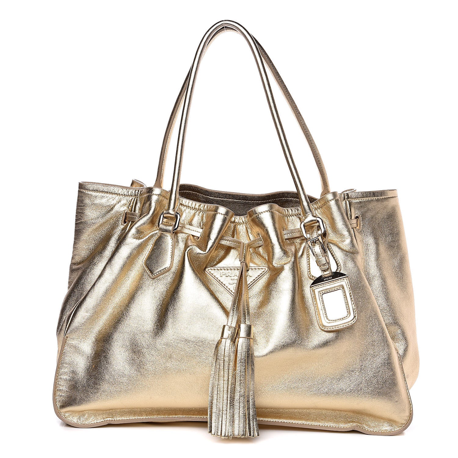 Prada Nappa Soft Drawstring Tote Platino 1 of 12