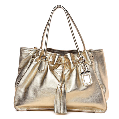 Prada Nappa Soft Drawstring Tote Platino 1 of 12