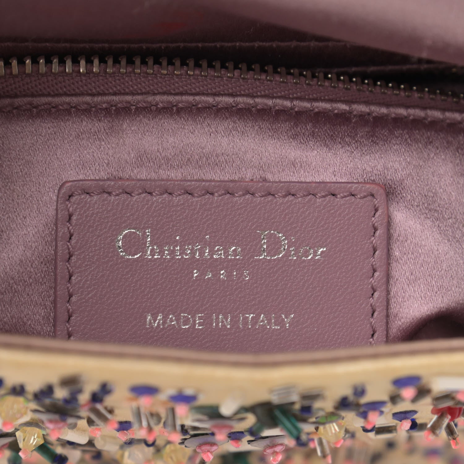 Christian Dior Satin Embroidered Beaded Mini Lady Dior Pink Multicolor 6 of 15