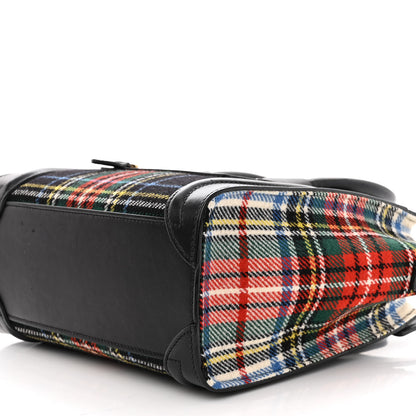 Celine Tartan Calfskin Nano Luggage Red Black 10 of 15