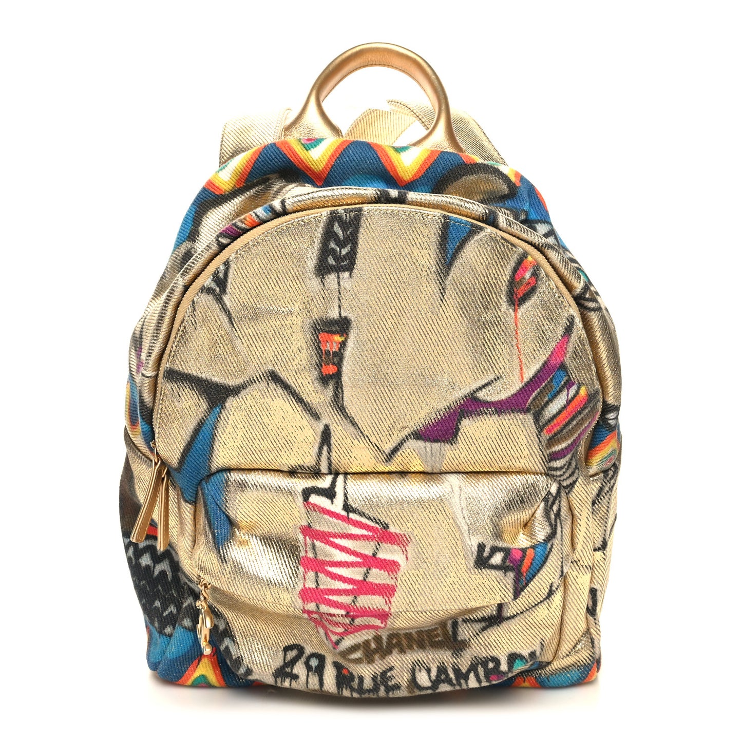 Graffiti Printed Canvas Street Spirit Backpack Multicolor