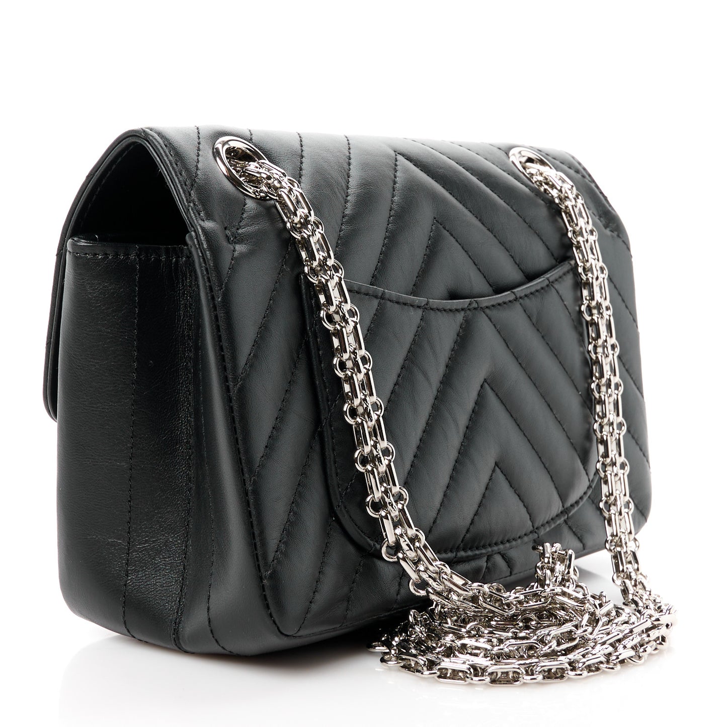 Aged Calfskin Chevron Quilted 2.55 Reissue Mini Flap Black