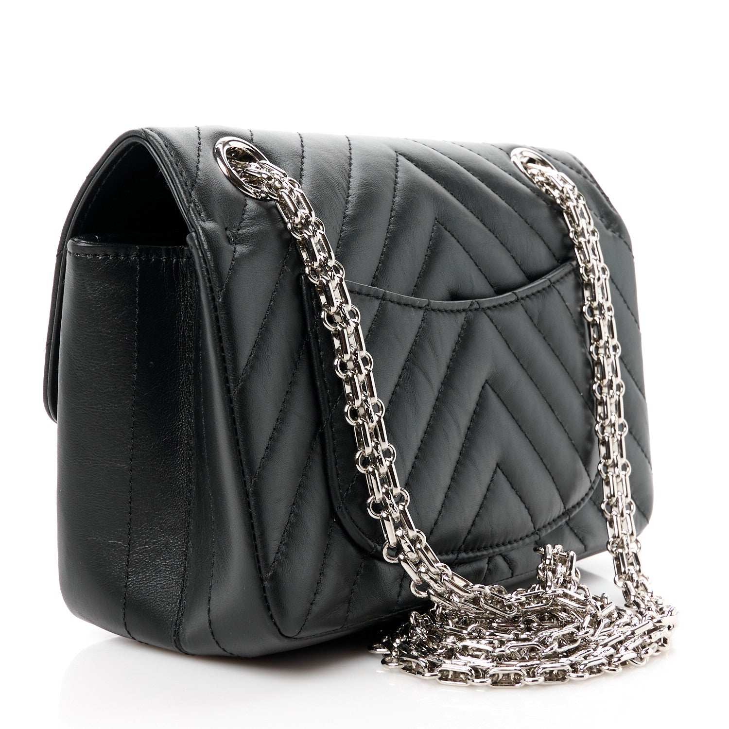 Chanel Aged Calfskin Chevron Quilted 2.55 Reissue Mini Flap Black 4 of 11