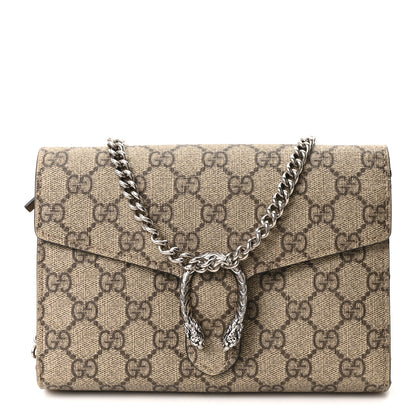 Gucci GG Supreme Monogram Mini Dionysus Chain Wallet Beige Taupe 1 of 10