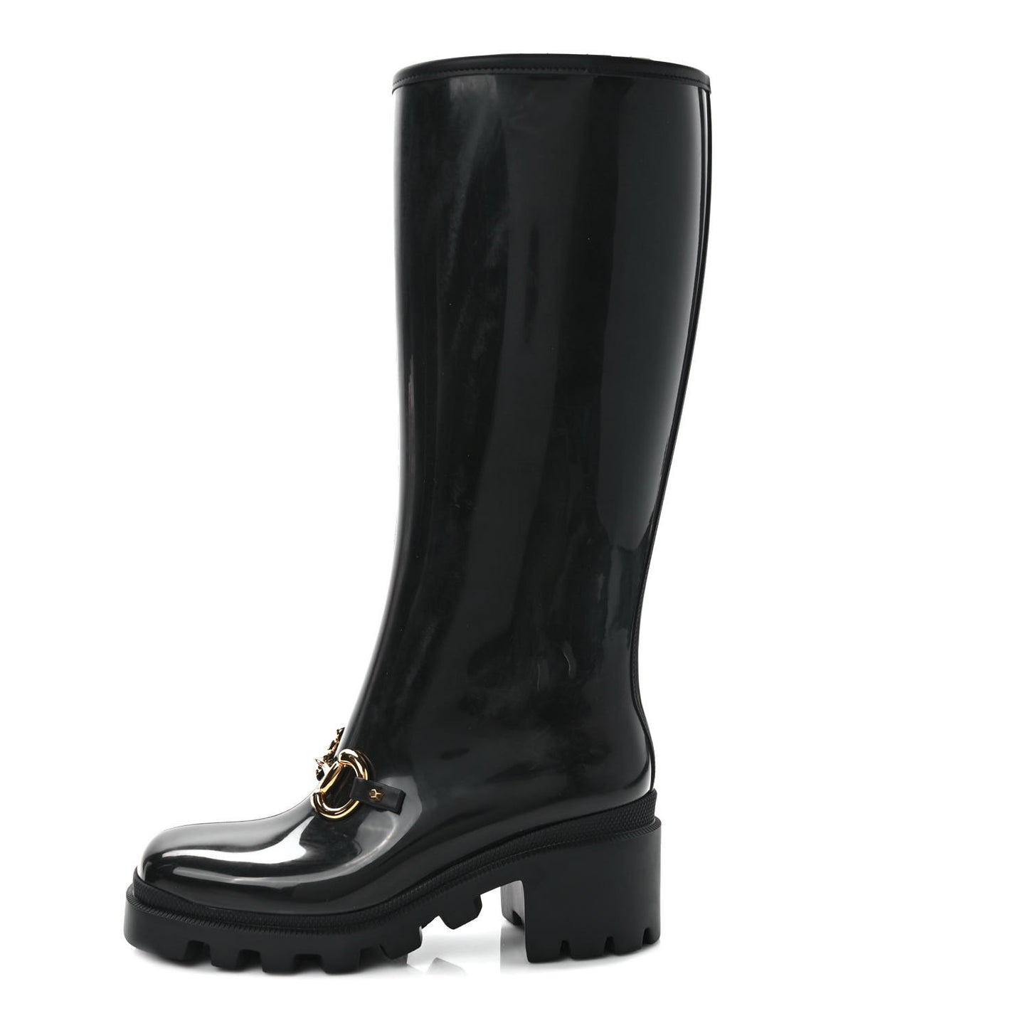 Rubber Horsebit Knee High Boots 37 Black