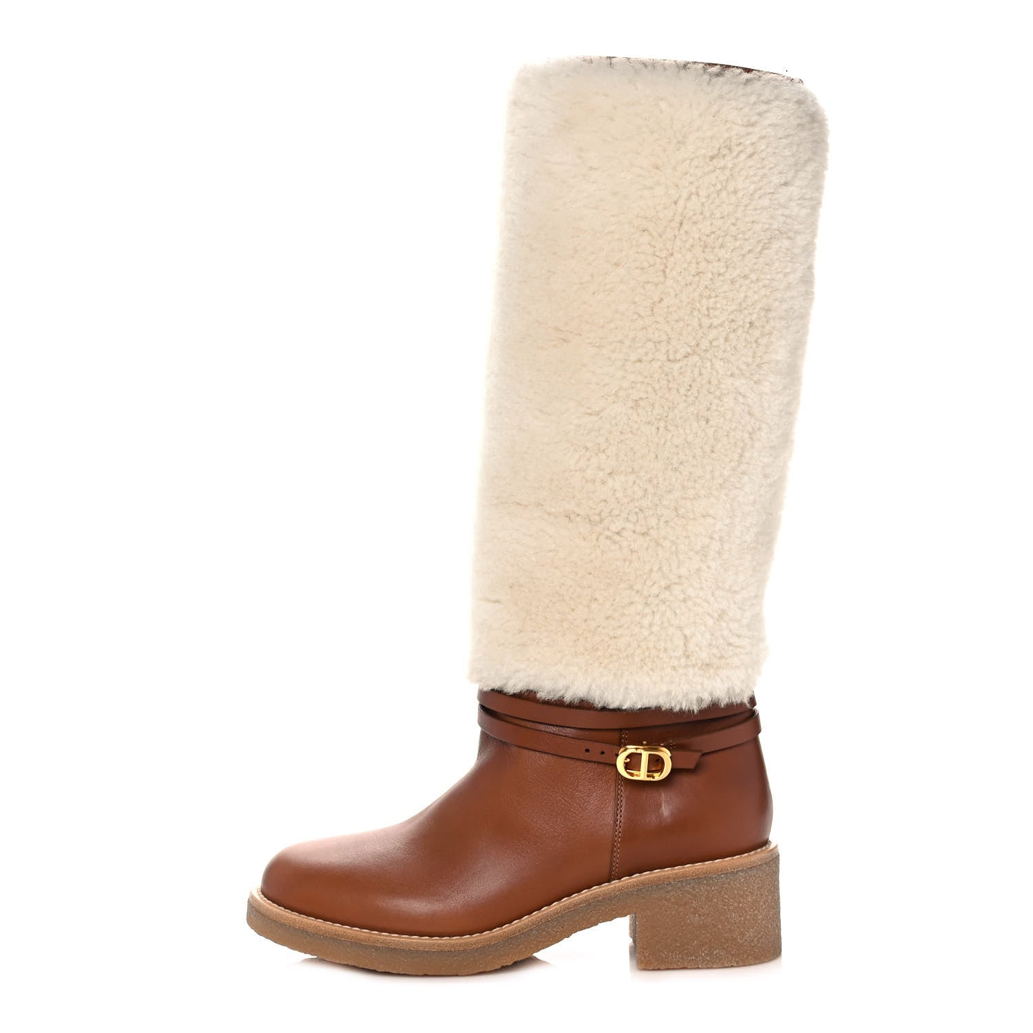 Christian Dior Calfskin Shearling D-Furious Boots 38 Dark Tan 1 of 9
