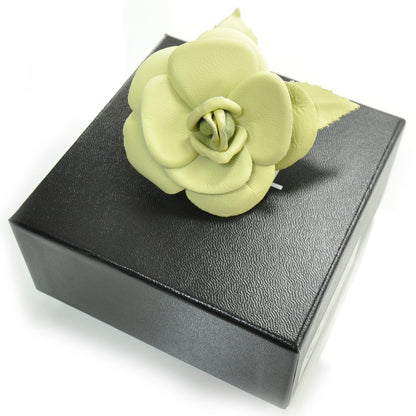 Chanel Leather Camellia Pin Brooch Green 2 of 5