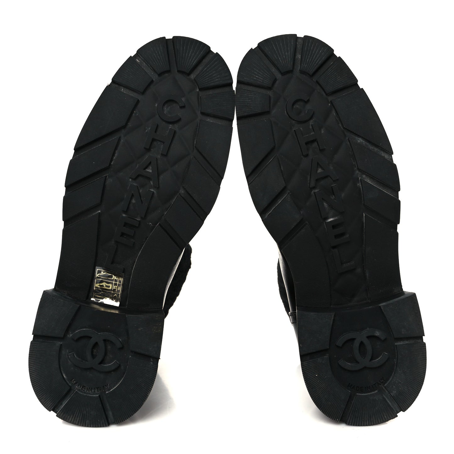 Calfskin Knit CC Short Boots 38 Black