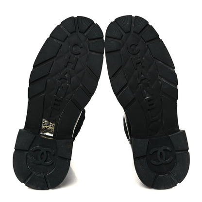 Chanel Calfskin Knit CC Short Boots 38 Black 6 of 10