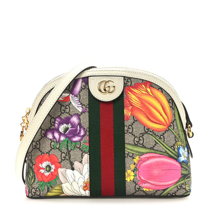 Gucci GG Supreme Monogram Flora Web GG Small Ophidia Dome Shoulder Bag White 1 of 9