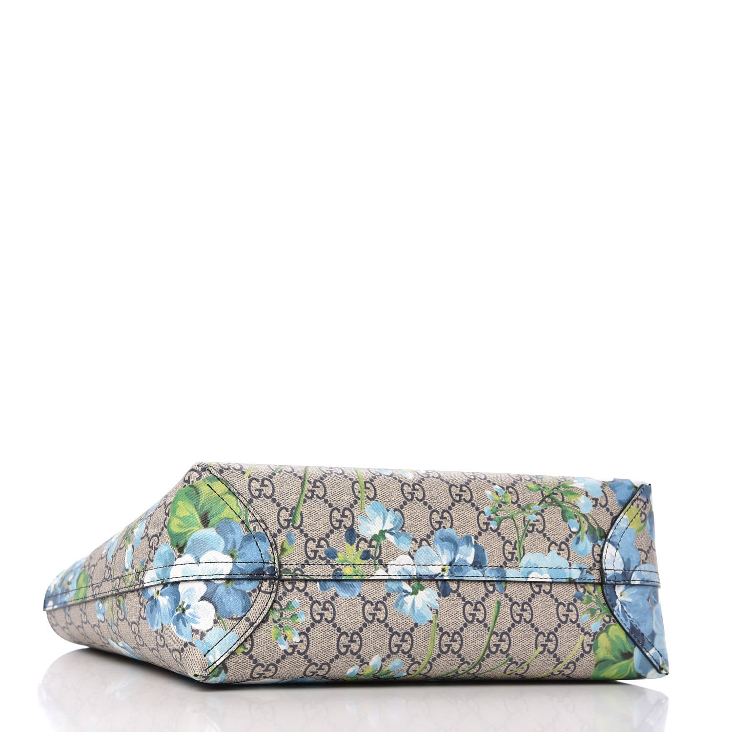 Gucci GG Supreme Monogram Blooms Small Reversible Tote Beige Blue Navy 5 of 11