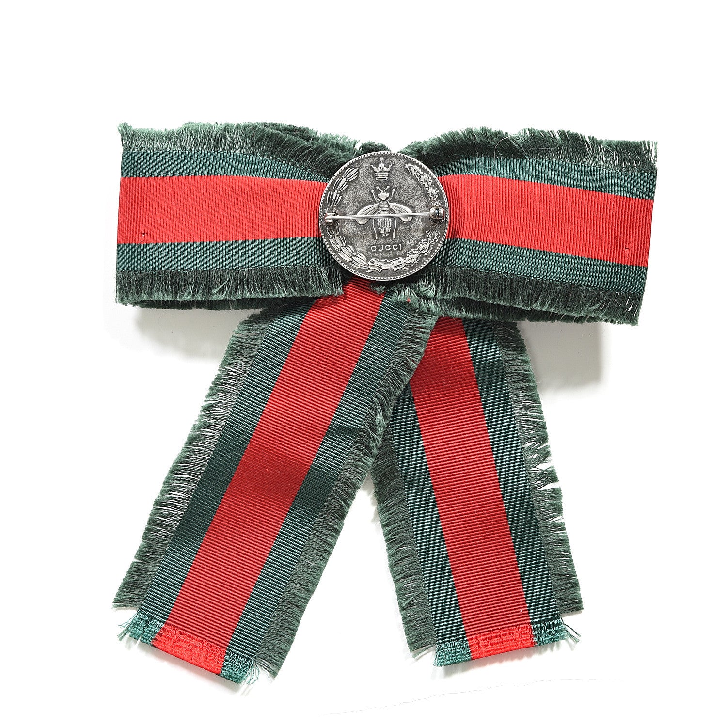 Gucci Grosgrain Web Pearl Crystal Bow Brooch 2 of 3
