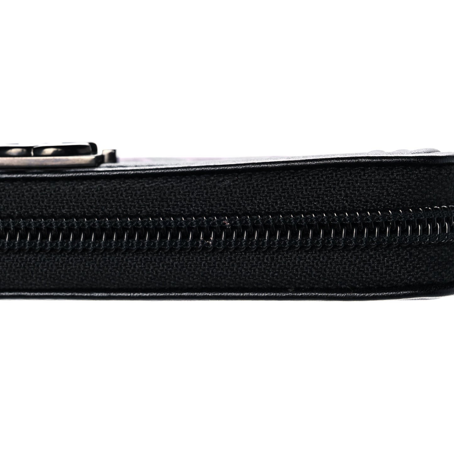 Calfskin Painted Chevron Embossed Small Boy Zip Wallet Black
