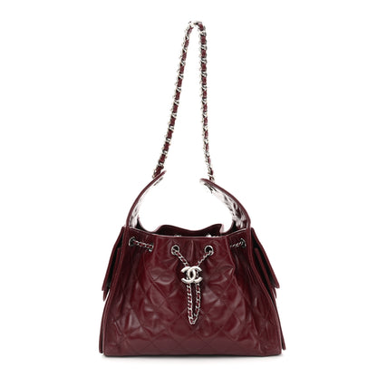 Chanel Shiny Calfskin Quilted Small Chanel 25 Handbag Burgundy 1 of 10