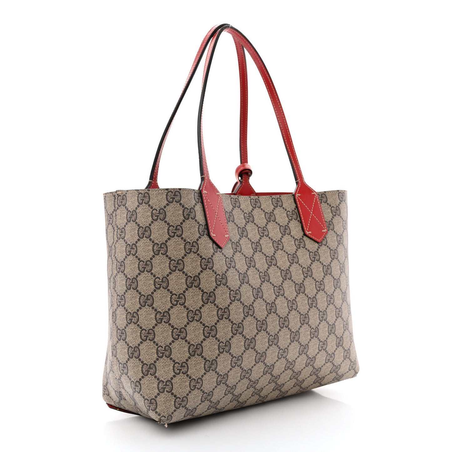 GG Supreme Monogram Small Reversible Tote Beige Red