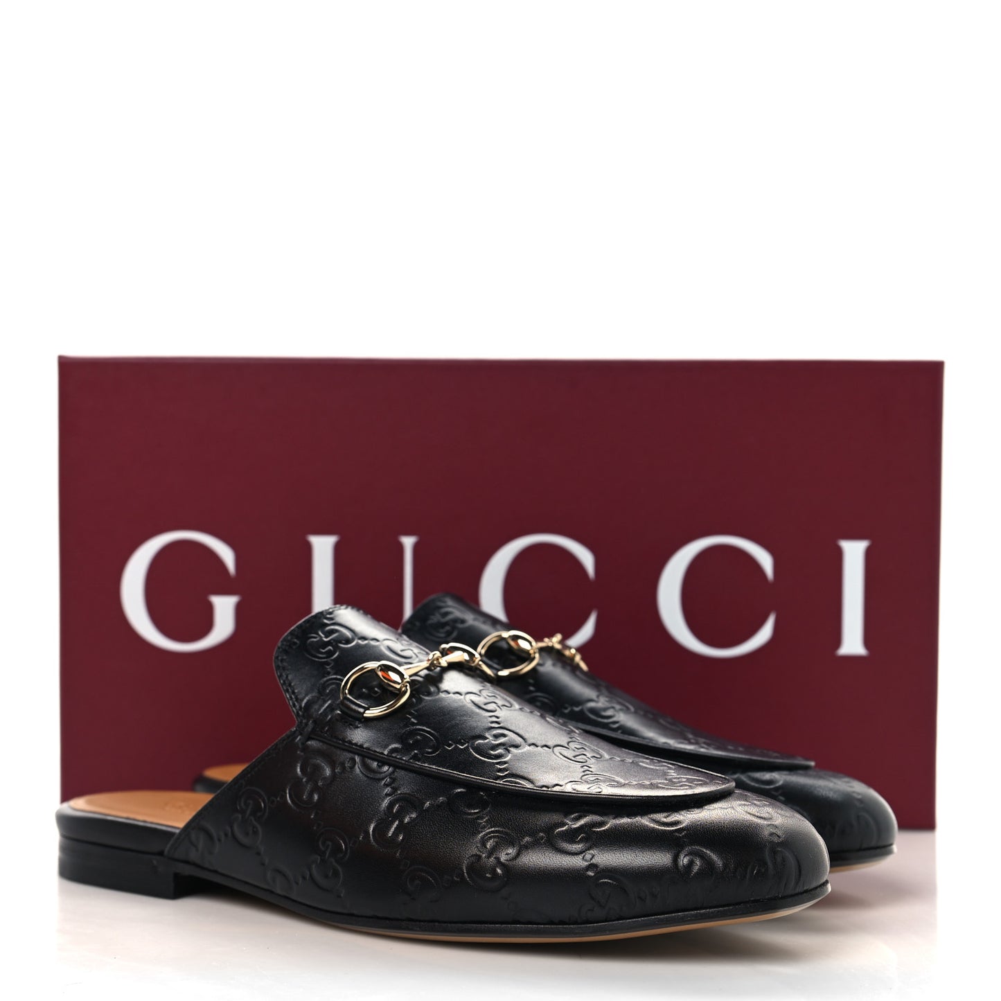 Glamour Calfskin Guccissima Womens Princetown Slippers 37.5 Black