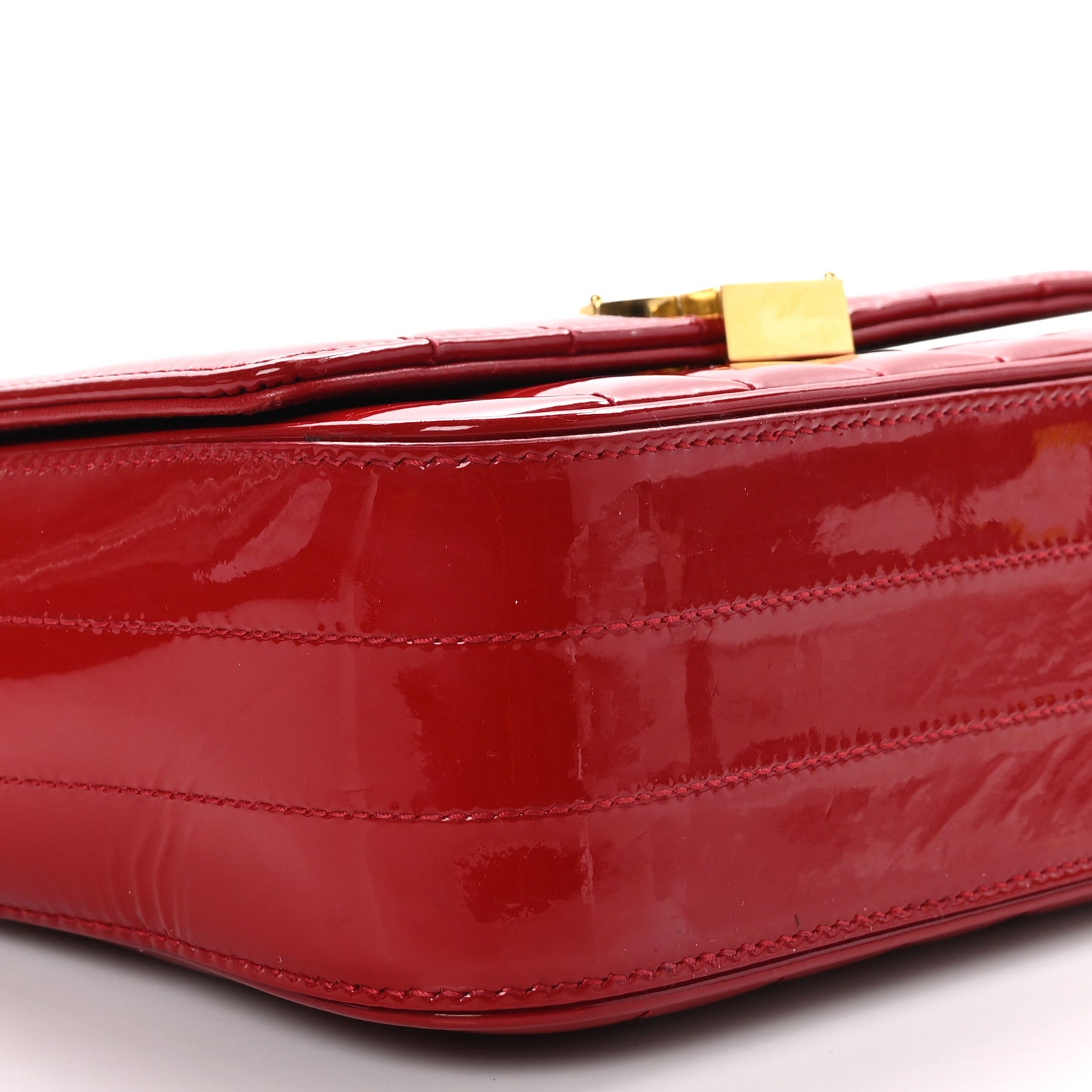Saint Laurent SAINT LAURENT Patent Matelasse Monogram Small Vicky Chain Bag Red 8 of 9