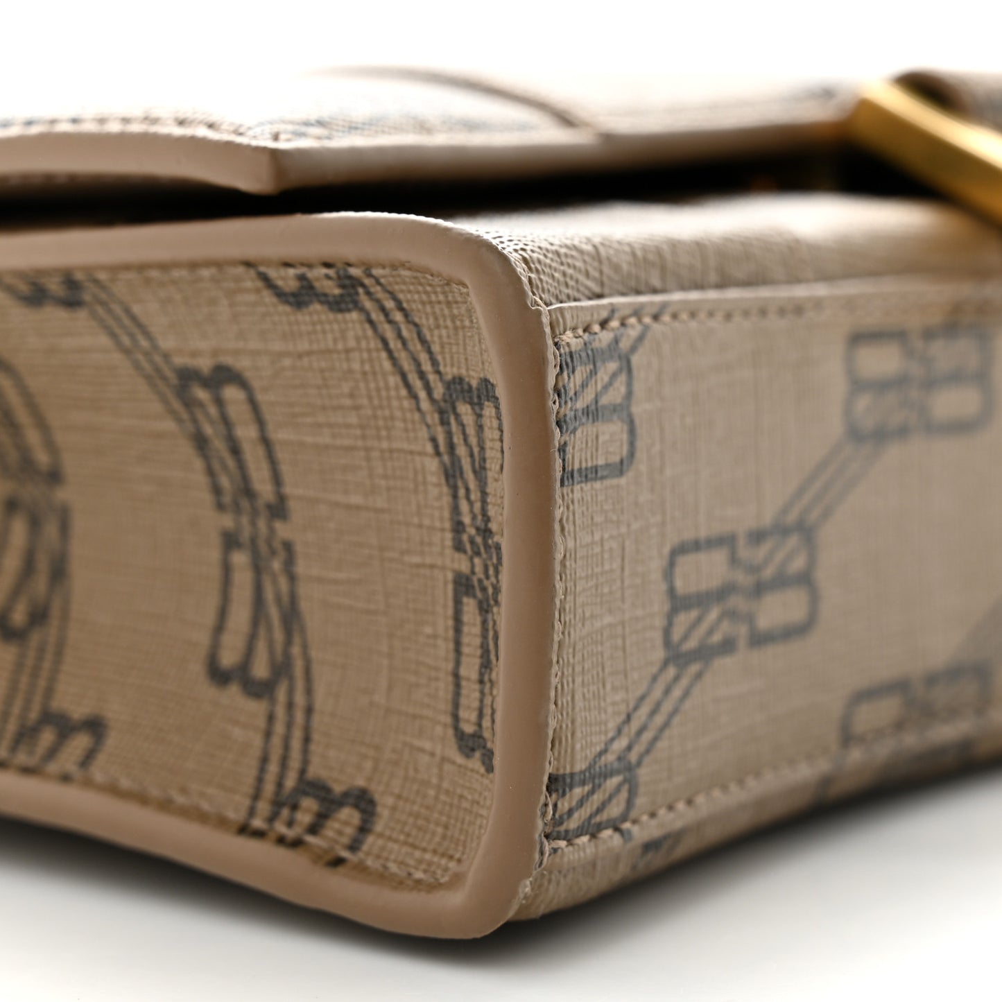 Coated Canvas BB Monogram Hourglass Chain Bag Beige Brown