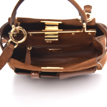 Fendi Chamois Karung Shiny Nappa Mini Pocket Peekaboo Iconic Satchel Cuoio Caramello 5 of 9