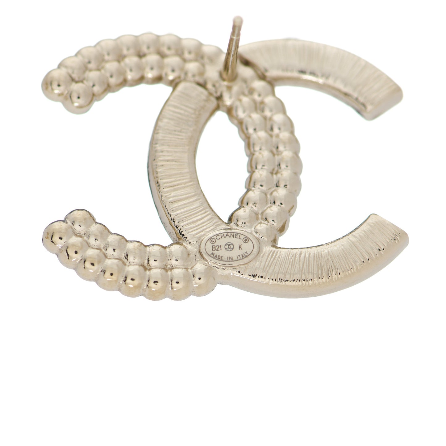 Crystal Pearl CC Earrings Silver