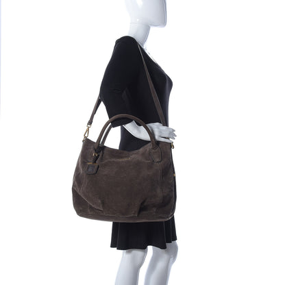 Prada Suede Scamosciato Tote Grafite 3 of 11