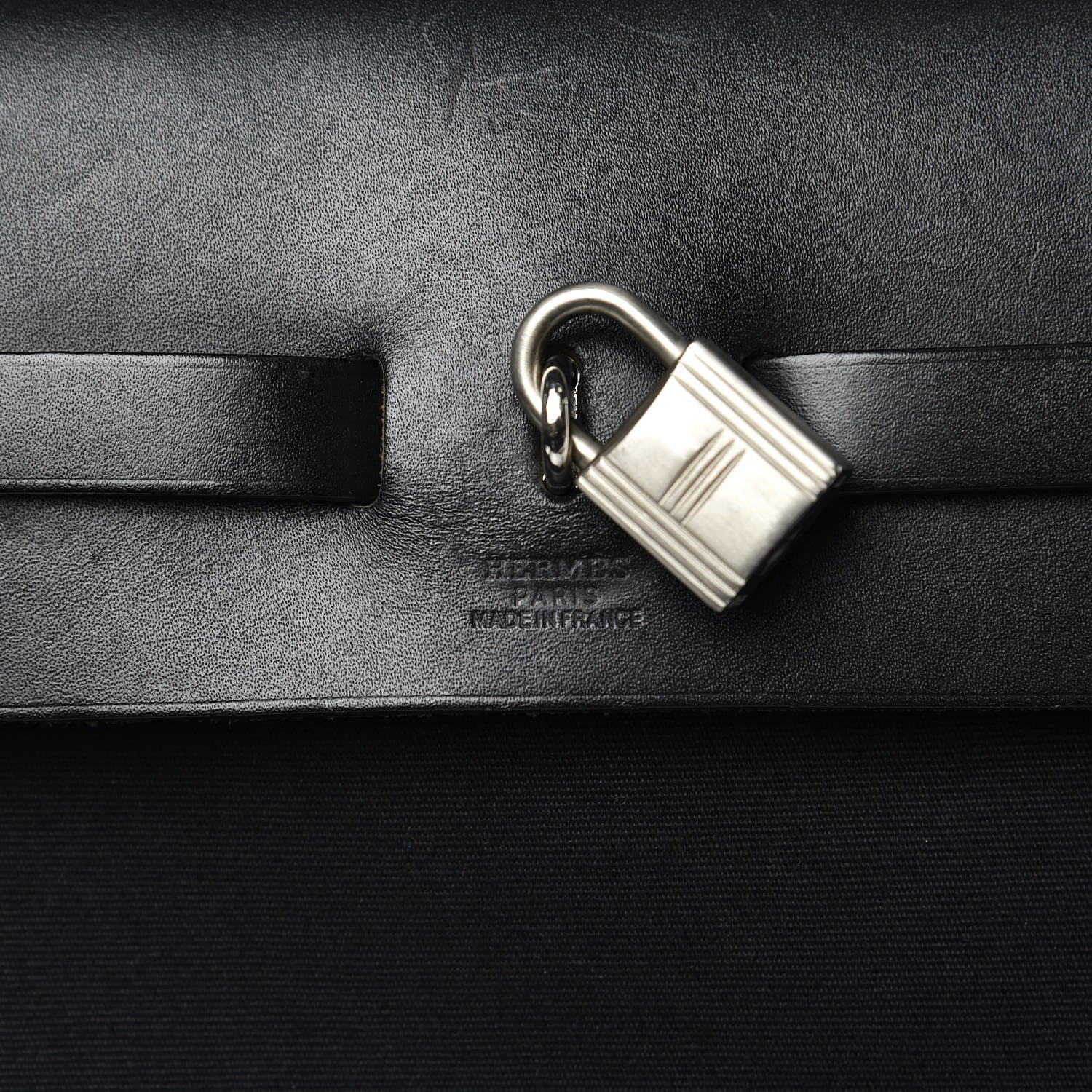 Hermes Toile Vache Calfskin Herbag 40 GM Black 7 of 14