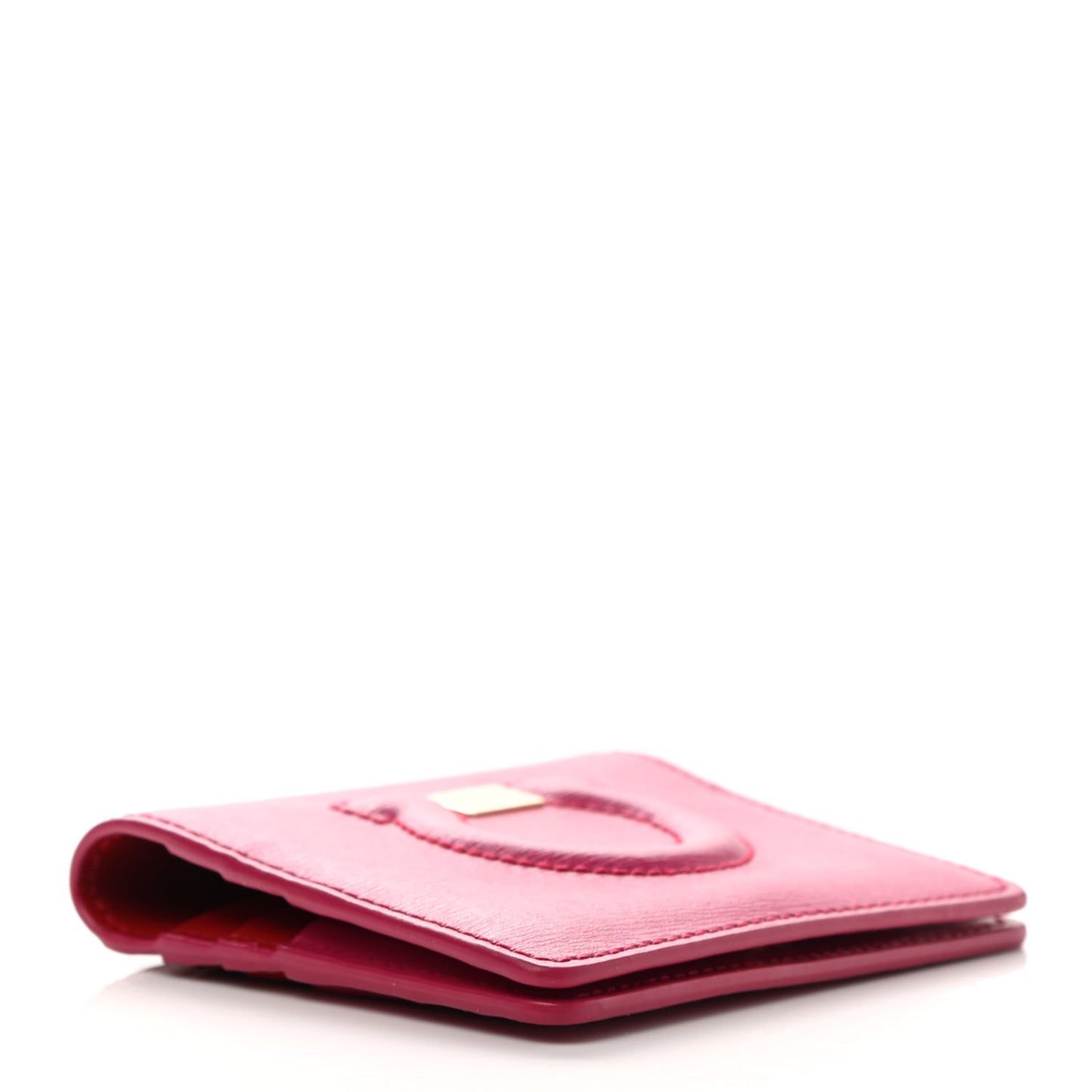 Grained Calfskin Cardholder Wallet Fuchsia Red