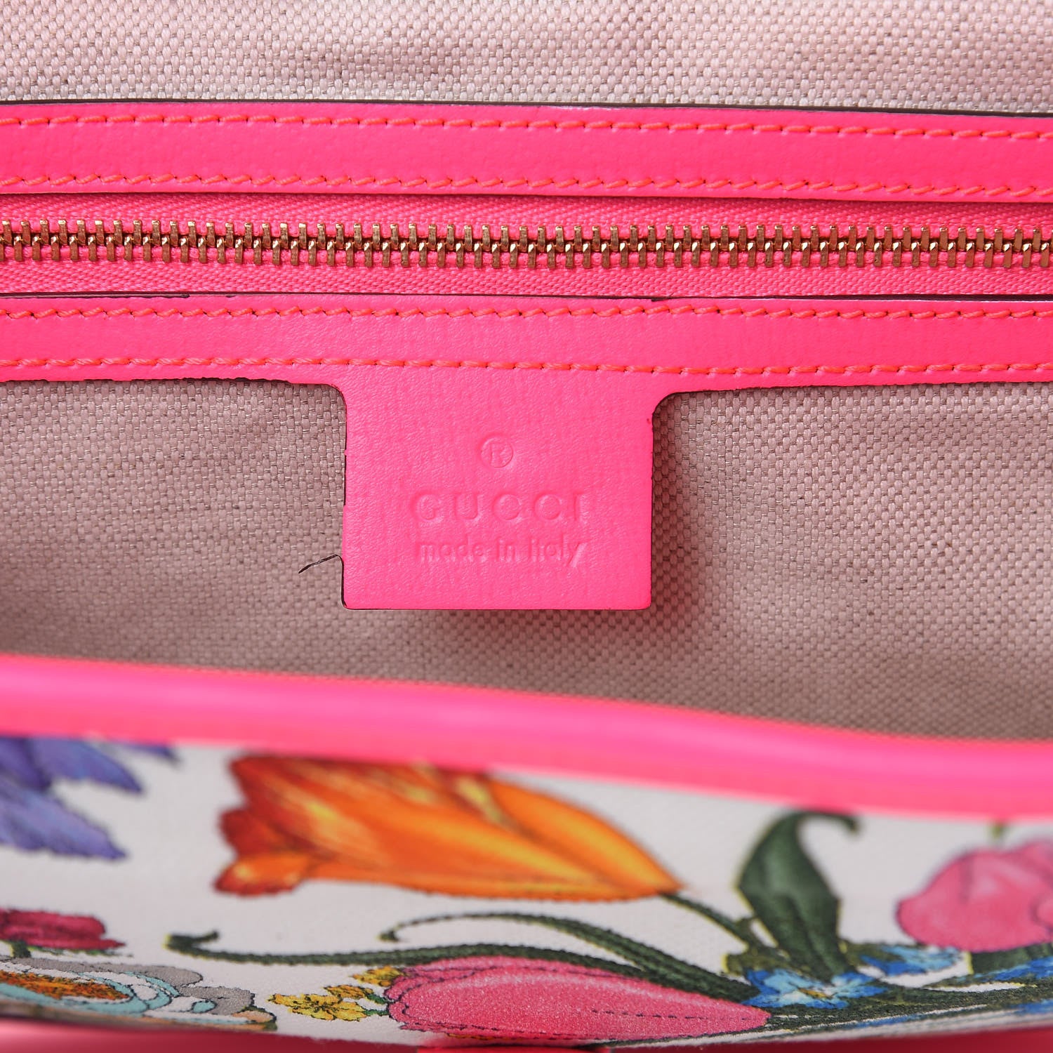 Gucci Canvas Flora Medium Jackie Hobo Fuchsia 6 of 9