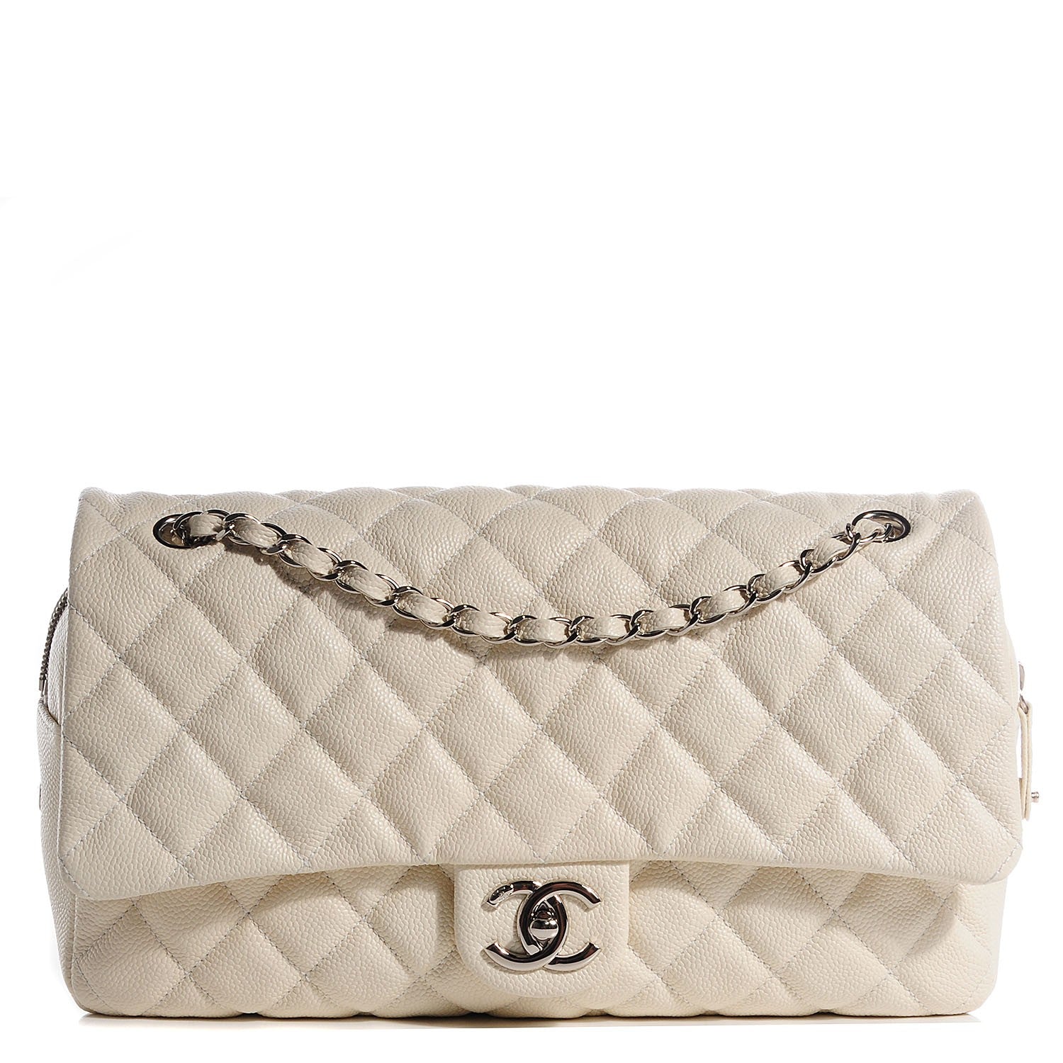 Chanel Caviar Quilted Jumbo Easy Flap Dark White 1 of 9