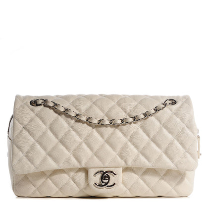 Chanel Caviar Quilted Jumbo Easy Flap Dark White 1 of 9