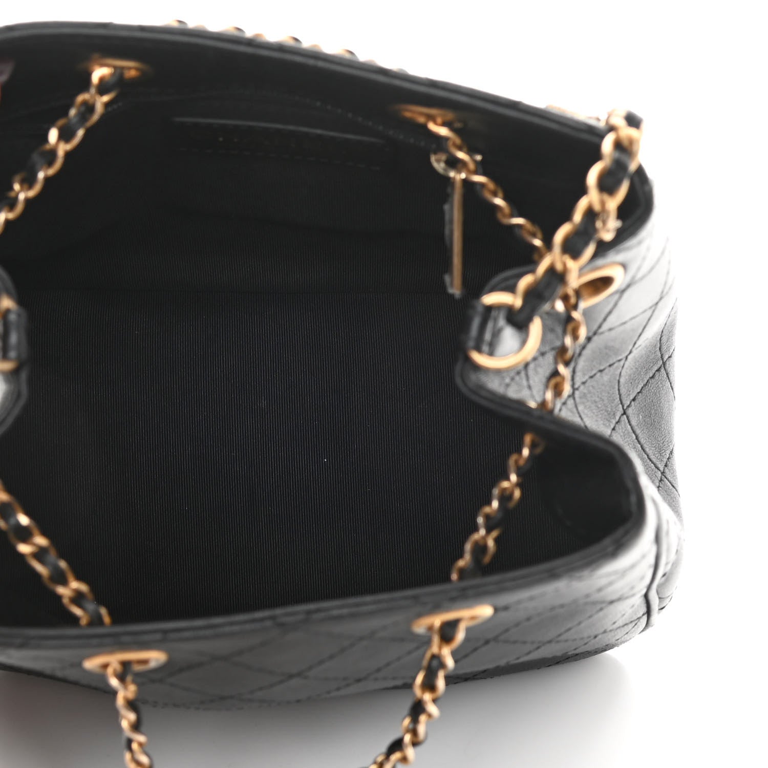 Chanel Calfskin Stitched Small Egyptian Amulet Drawstring Bag Black 4 of 11
