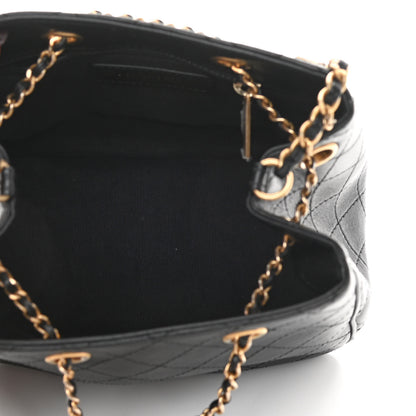 Chanel Calfskin Stitched Small Egyptian Amulet Drawstring Bag Black 4 of 11