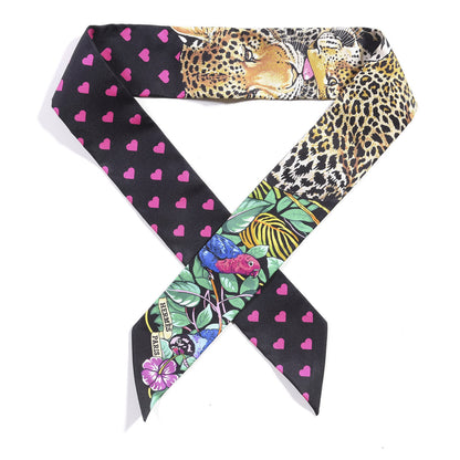 Hermes Silk Jungle Love Love Twilly Black Vert Rose Vif 1 of 5