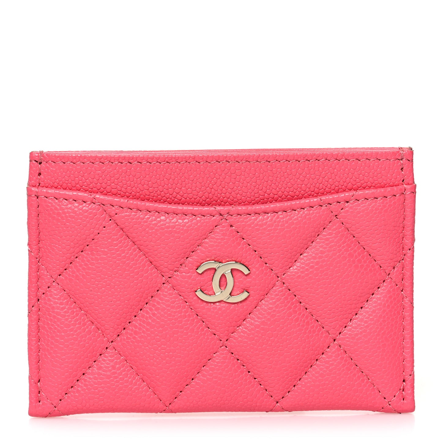 Caviar Quilted Card Holder Pink