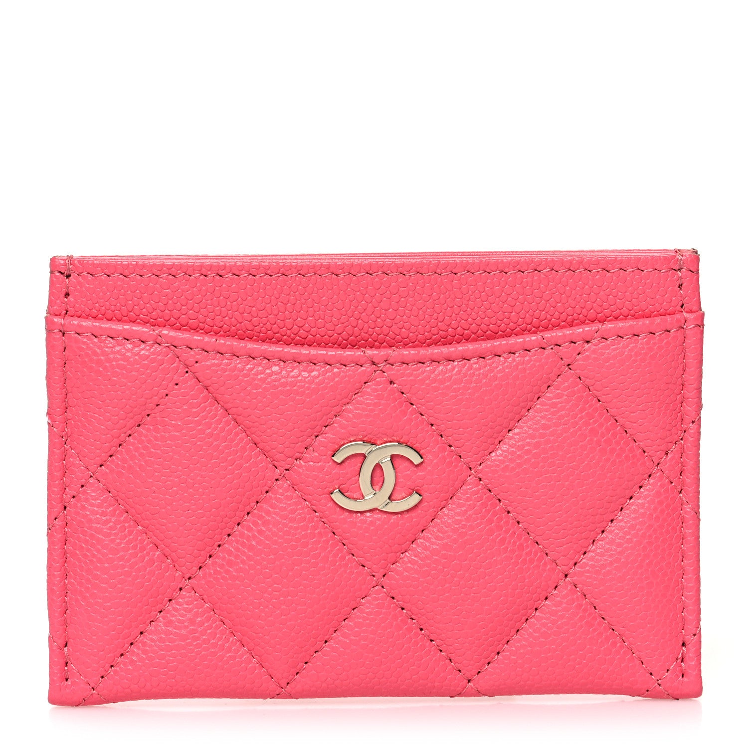 Chanel Caviar Quilted Card Holder Pink 1 of 9