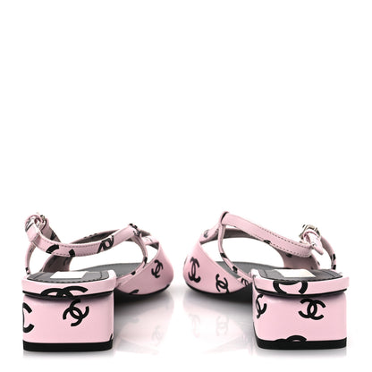 Chanel Printed Lambskin Coco Beach Sligback Sandals 40 Light Pink Black 13 of 22
