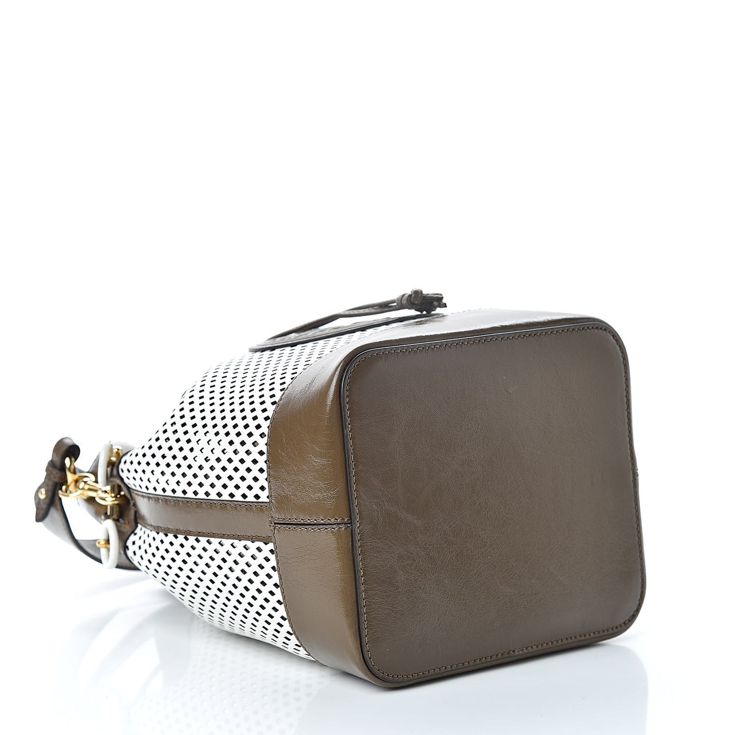 Vitello Liberty Glossy Lambskin F is Fendi Perforated Large Mon Tresor Bucket Bag White Ice Rust Maya
