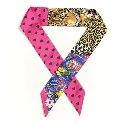 Hermes Silk Jungle Love Love Twilly Rose Vif Bleu Roy 1 of 5