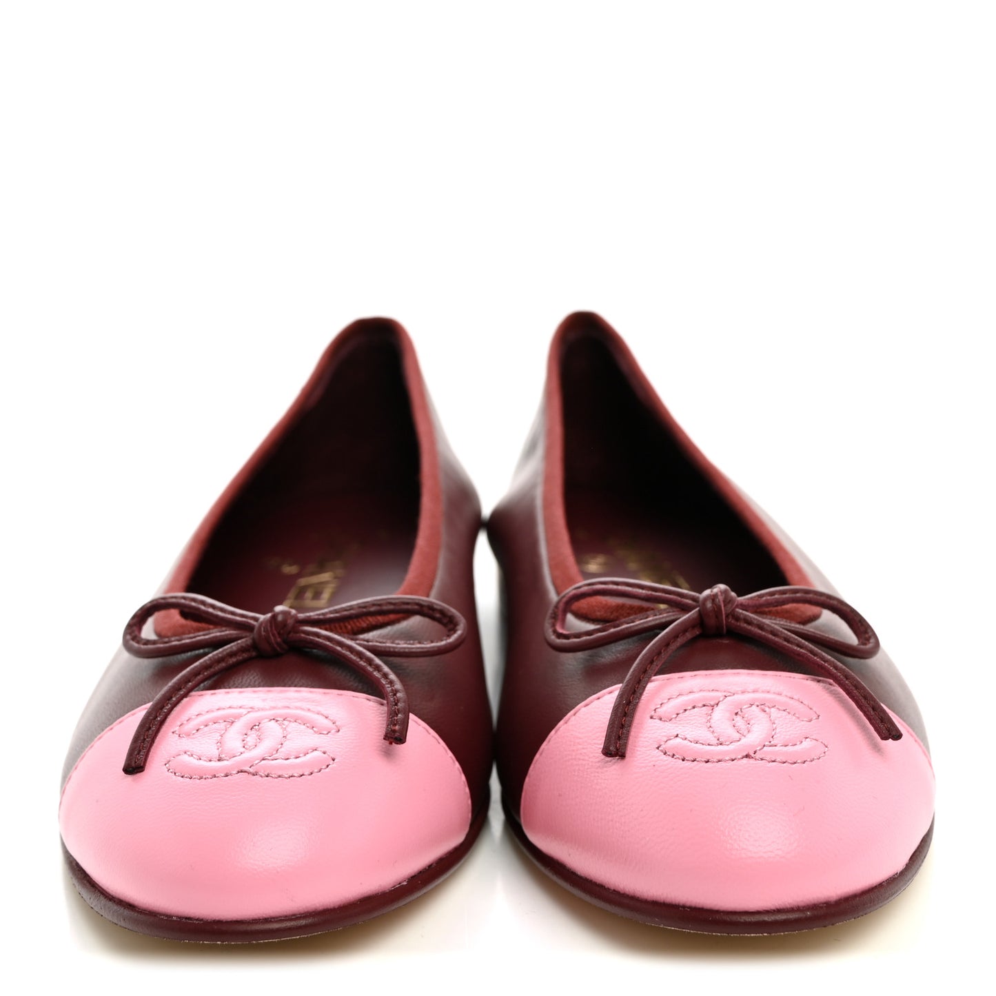 Lambskin Cap Toe CC Ballerina Flats 37.5 Burgundy Pink