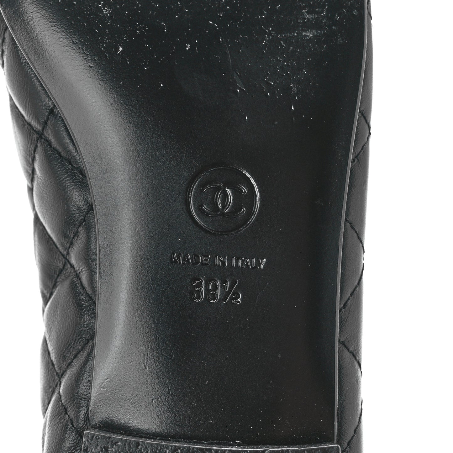 Aged Calfskin Quilted CC Cap Toe Ballerina Flats 39.5 Black
