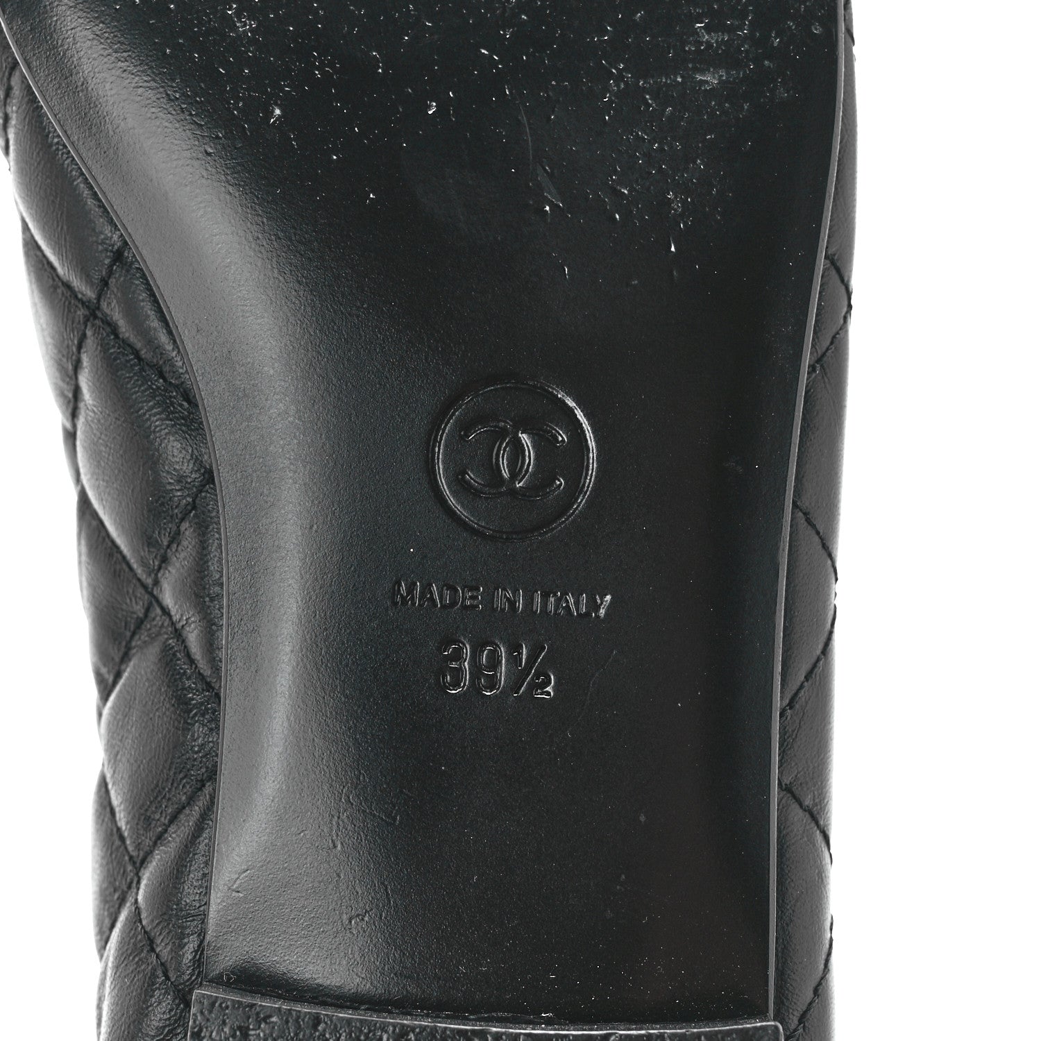 Chanel Aged Calfskin Quilted CC Cap Toe Ballerina Flats 39.5 Black 6 of 9